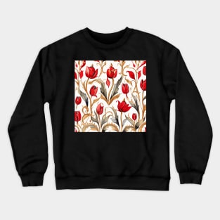 Red Gold Ash Turkish Tulips Ottoman Pattern Crewneck Sweatshirt